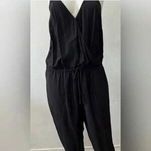 Nordstrom Trouvé Black Sleeveless Jogger Jumpsuit V-neck Strappy Size XS L7